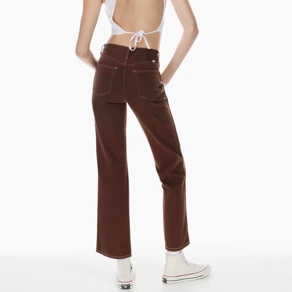 Aritzia - Sunday Best Brown High-Rise Straight Leg Jeans / Pants - Size 2 - Picture 3 of 8